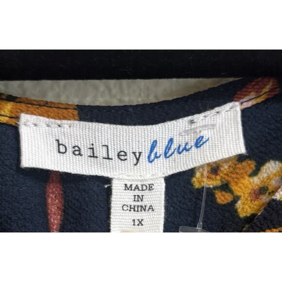 Bailey Blue Plus Size 1X Maxi Dress Angel Wing Sleeves Fall Print Boho Whimsical - Picture 7 of 12